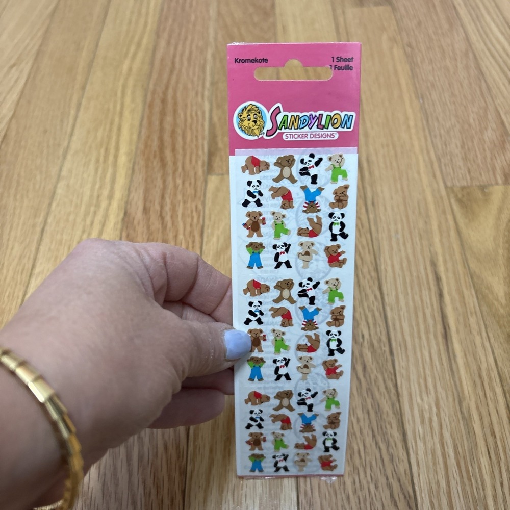 Vintage Sandylion Kromekote Tumbling Gymnastic Brown Panda Bears Mini Stickers